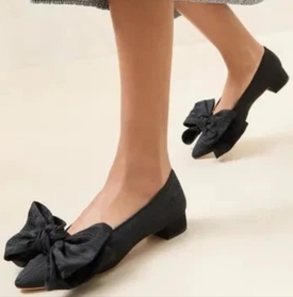 Loeffler Randall Noa Bow Flats Black Size 8 Balletcore Cottagecore Whimsigoth - Picture 7 of 16